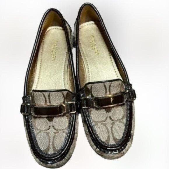 Coach Signature Brown Loafer Flynn Size 5 Womens - Picture 1 of 9